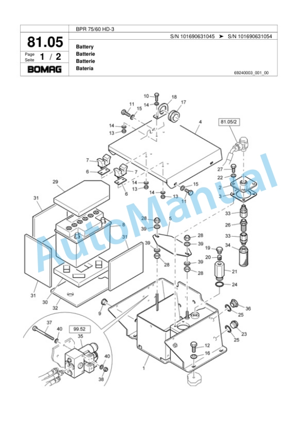 Bomag BPR 75-60 HD-3 Vibratory Plate Compactor Spare Parts Catalogue 00817447-5