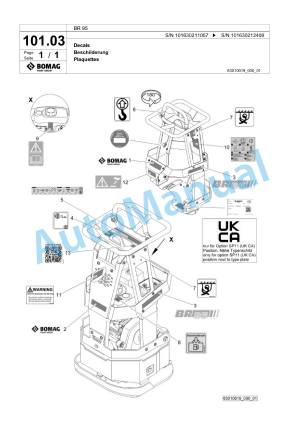 Bomag BR 95 Vibratory Plate Compactor Spare Parts Catalogue 00826613-5