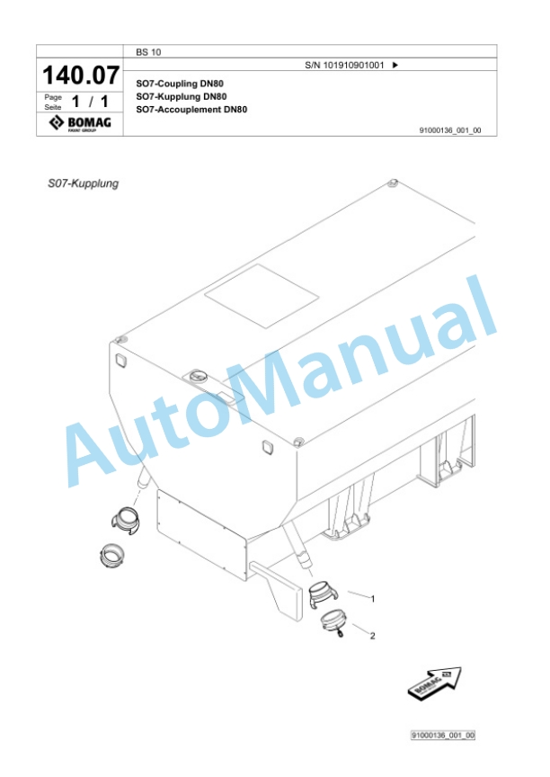 Bomag BS 10 Tractor-Towed Spreader Spare Parts Catalogue 00826297-4