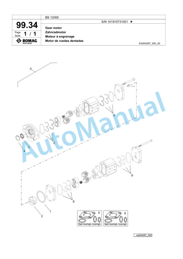 Bomag BS 12000 Tractor-Towed Spreader Spare Parts Catalogue 00824291-3