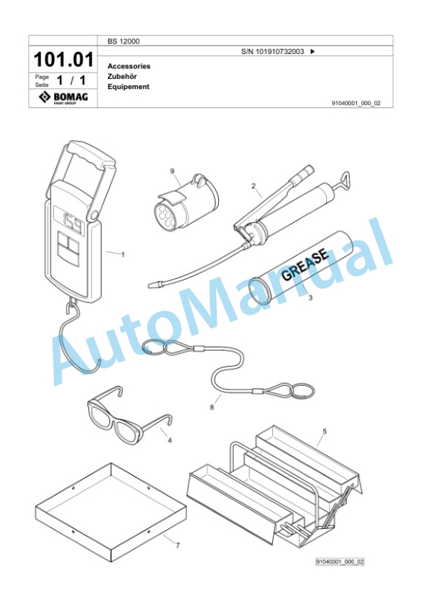Bomag BS 12000 Tractor-Towed Spreader Spare Parts Catalogue 00824977-5