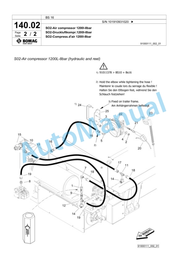 Bomag BS 16 Truck Spreader Spare Parts Catalogue 00826545-3