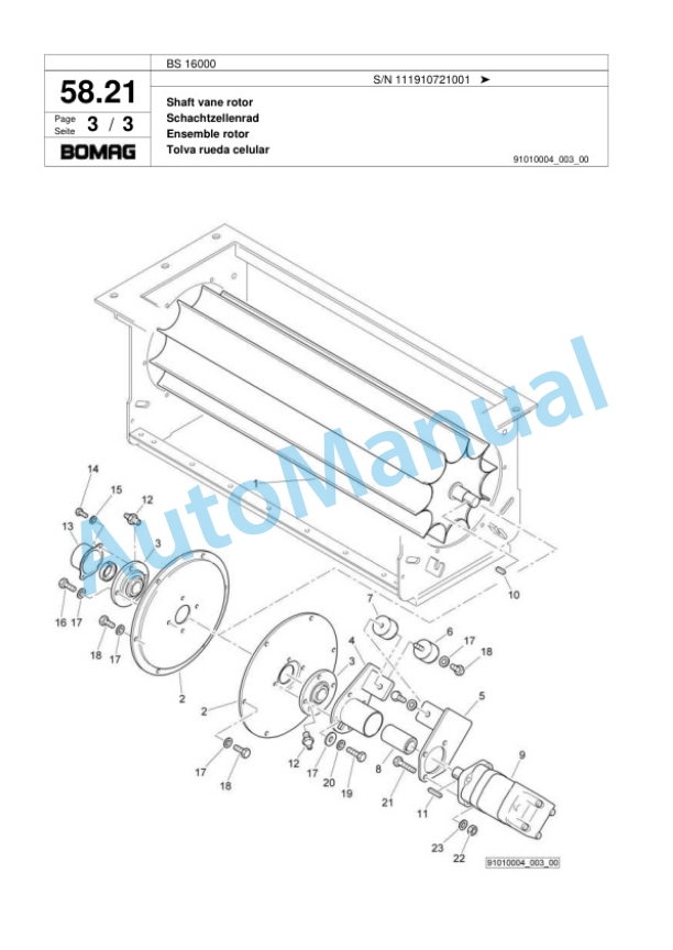Bomag BS 16000 Tractor-Towed Spreader Spare Parts Catalogue 00818791-2