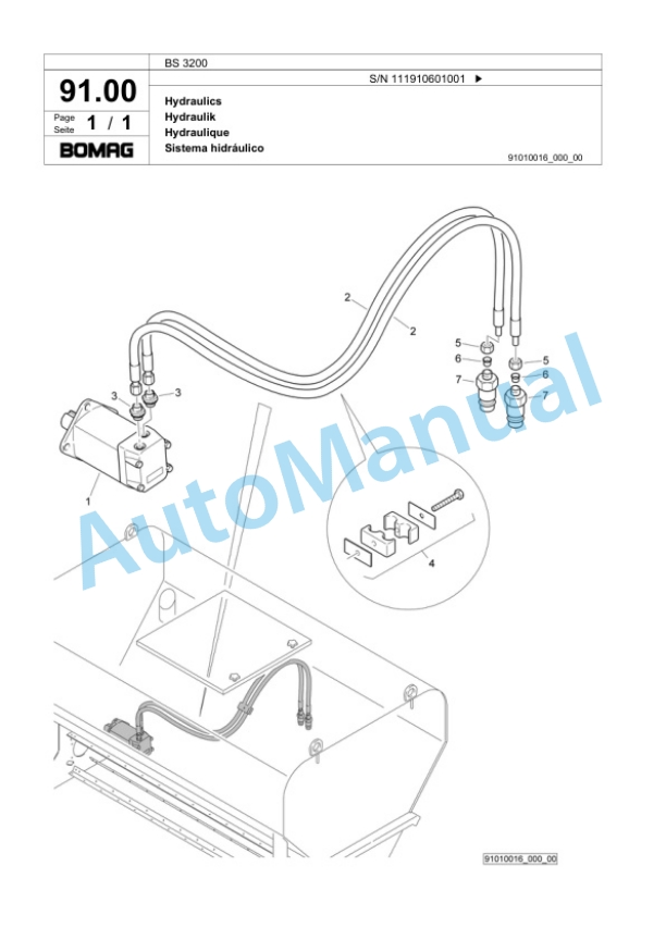 Bomag BS 3200 Front Spreader Spare Parts Catalogue 00818793-5