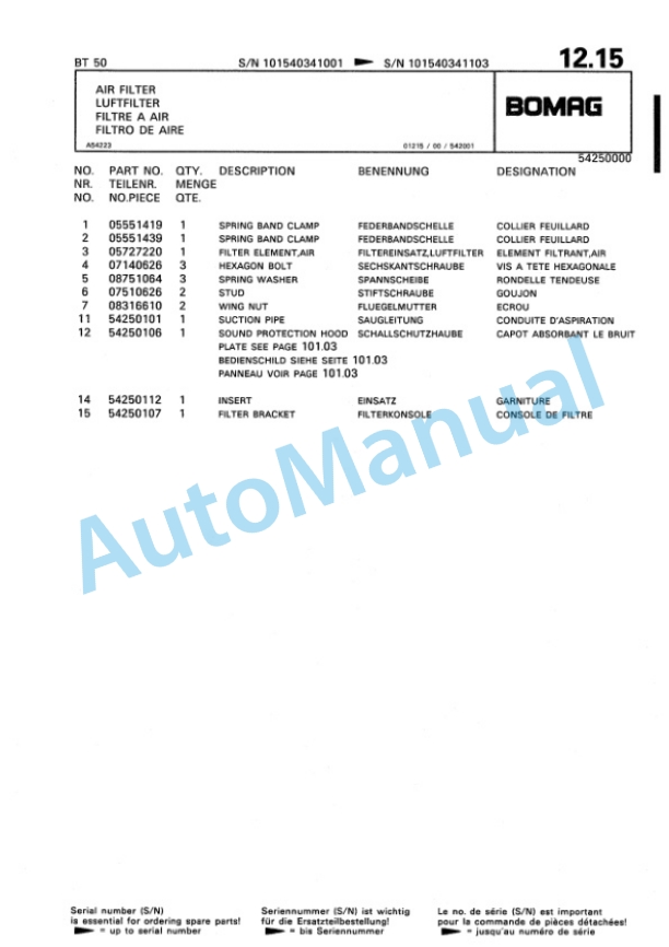 Bomag BT 50 Vibratory Tamper Spare Parts Catalogue 00813205-2