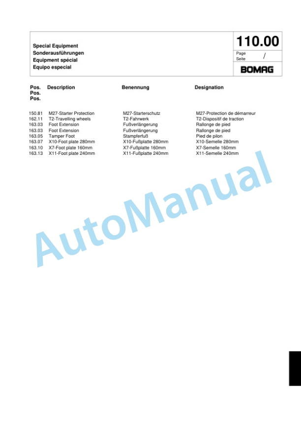 Bomag BT 50 Vibratory Tamper Spare Parts Catalogue 00817449-5