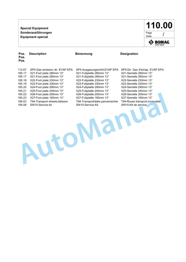 Bomag BT 50 Vibratory Tamper Spare Parts Catalogue 00826373-4