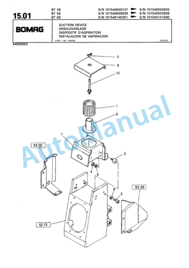 Bomag BT 58, BT 68 Vibratory Tamper Spare Parts Catalogue 00813209-2