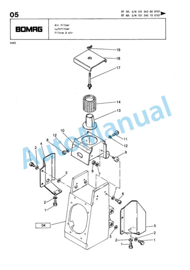 Bomag BT 58, BT 68 Vibratory Tamper Spare Parts Catalogue 00813210 GE-3