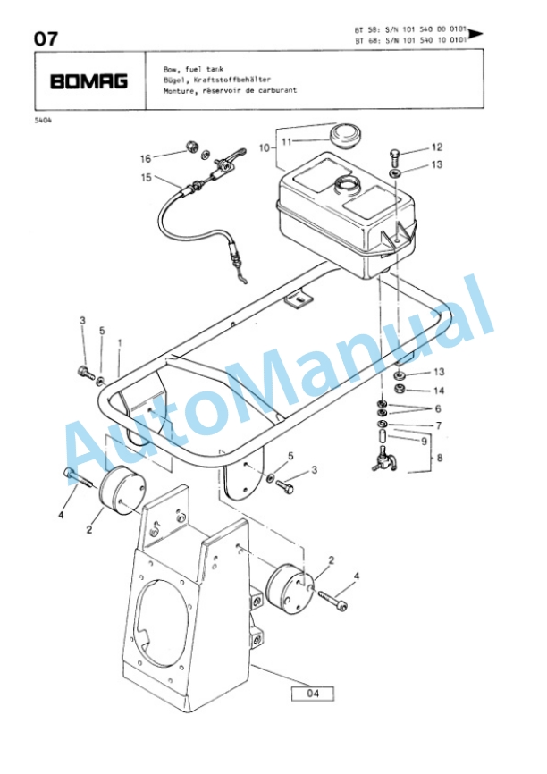 Bomag BT 58, BT 68 Vibratory Tamper Spare Parts Catalogue 00813211-4