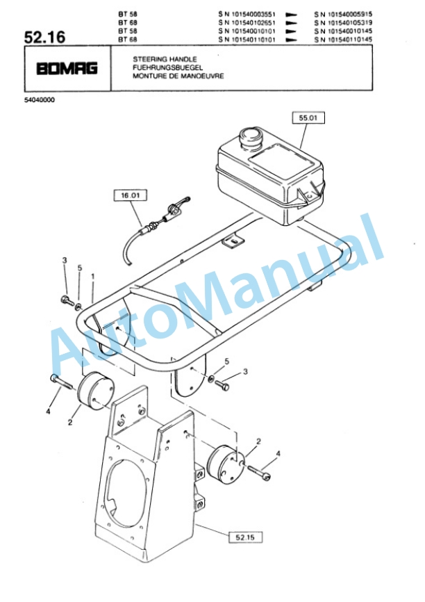 Bomag BT 58, BT 68 Vibratory Tamper Spare Parts Catalogue 00813216-2