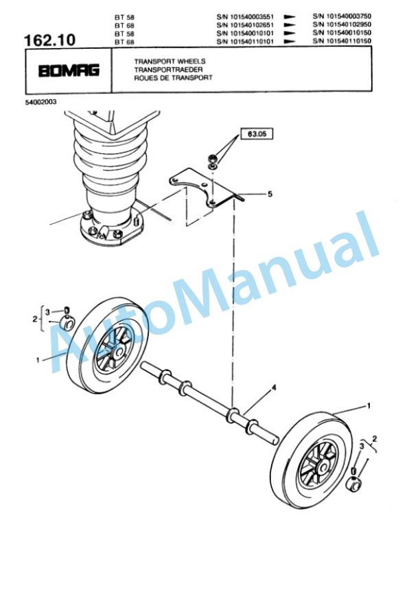 Bomag BT 58, BT 68 Vibratory Tamper Spare Parts Catalogue 00813216-4