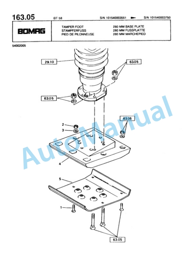 Bomag BT 58, BT 68 Vibratory Tamper Spare Parts Catalogue 00813216-5