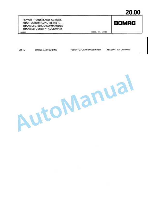 Bomag BT 58, BT 68 Vibratory Tamper Spare Parts Catalogue 00813217-2