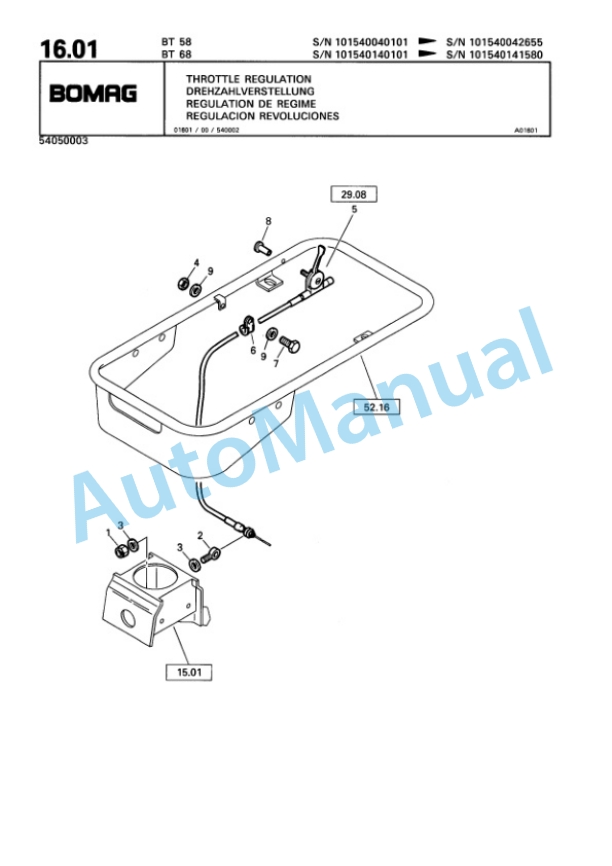 Bomag BT 58, BT 68 Vibratory Tamper Spare Parts Catalogue 00813219-2