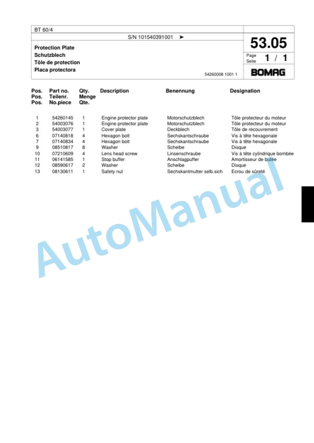 Bomag BT 60-4 Vibratory Tamper Spare Parts Catalogue 00817997-3