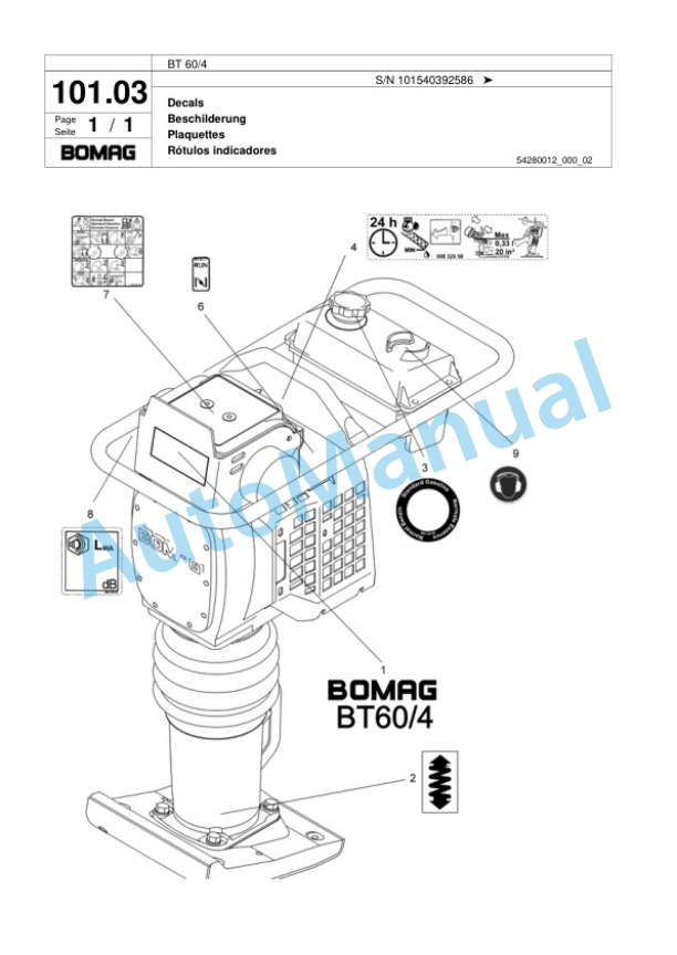 Bomag BT 60-4 Vibratory Tamper Spare Parts Catalogue 00817997-4