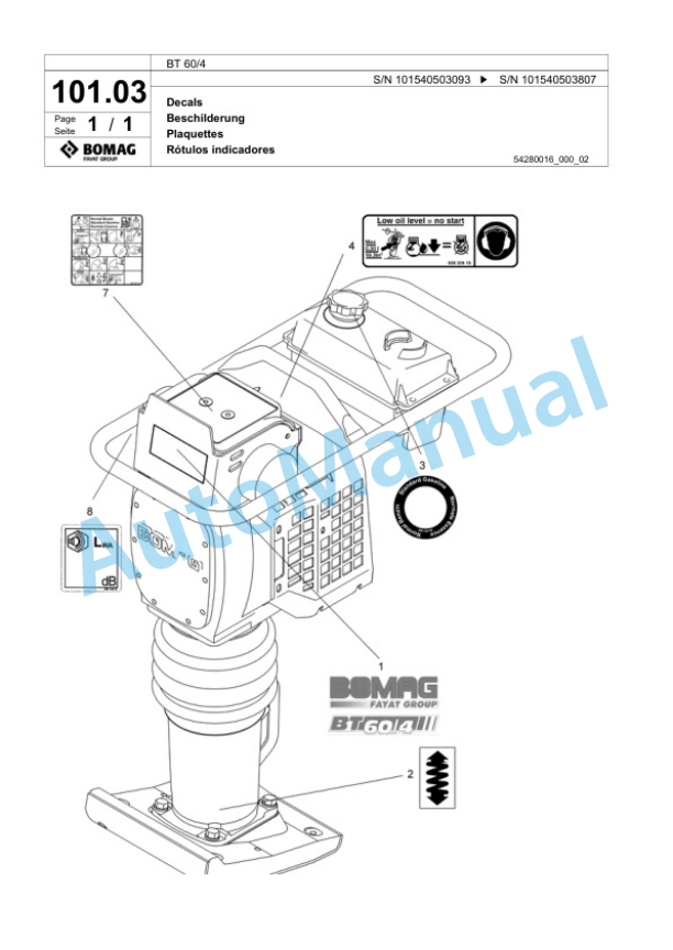 Bomag BT 60-4 Vibratory Tamper Spare Parts Catalogue 00818197-3