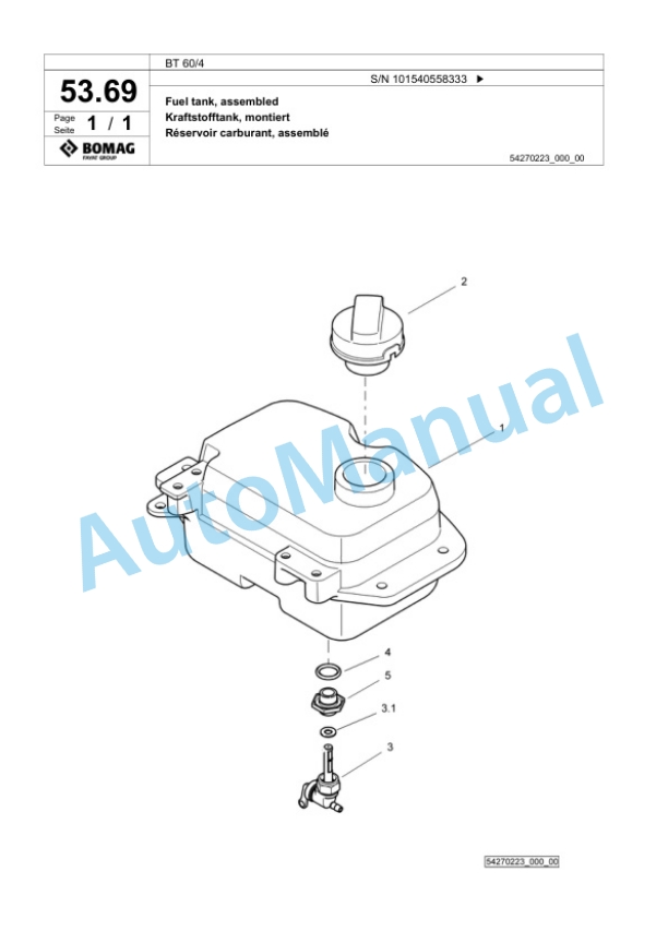 Bomag BT 60-4 Vibratory Tamper Spare Parts Catalogue 00818737-2