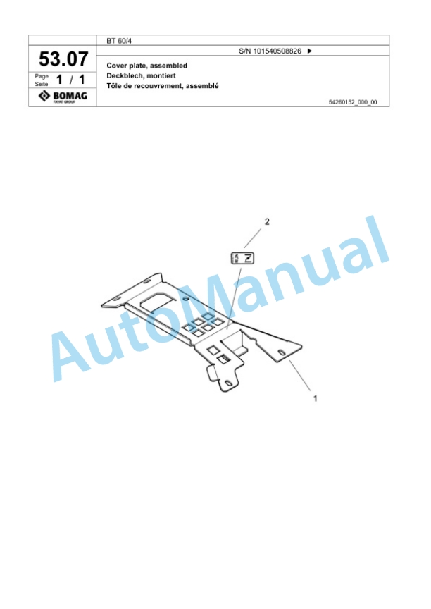 Bomag BT 60-4 Vibratory Tamper Spare Parts Catalogue 00818827-2