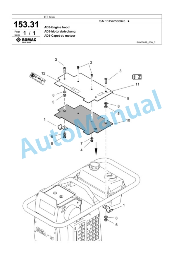 Bomag BT 60-4 Vibratory Tamper Spare Parts Catalogue 00818827-3