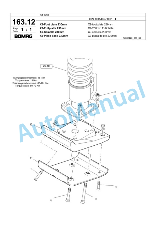 Bomag BT 60-4 Vibratory Tamper Spare Parts Catalogue 00824169-5