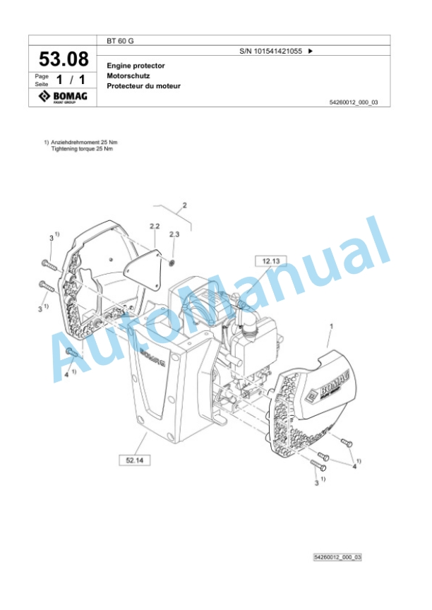 Bomag BT 60 G Vibratory Tamper Spare Parts Catalogue 00825407-2