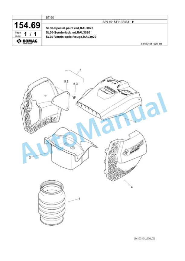 Bomag BT 60 Vibratory Tamper Spare Parts Catalogue 00800853-3