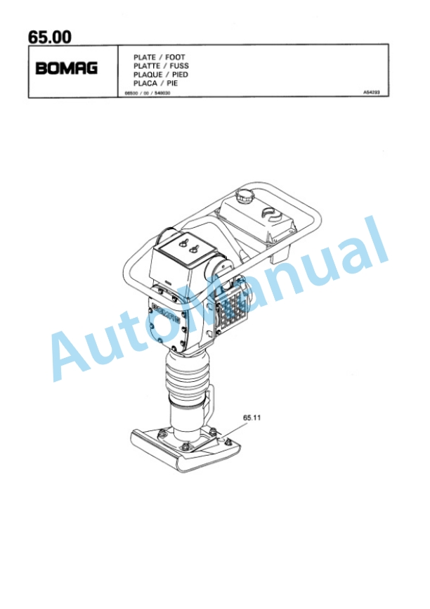 Bomag BT 60 Vibratory Tamper Spare Parts Catalogue 00813225-3