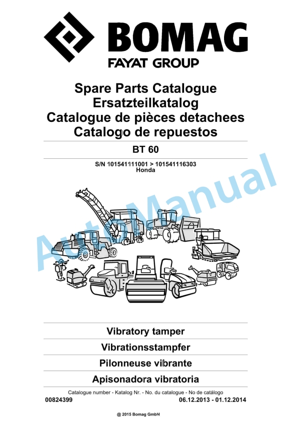 Bomag BT 60 Vibratory Tamper Spare Parts Catalogue 00824399