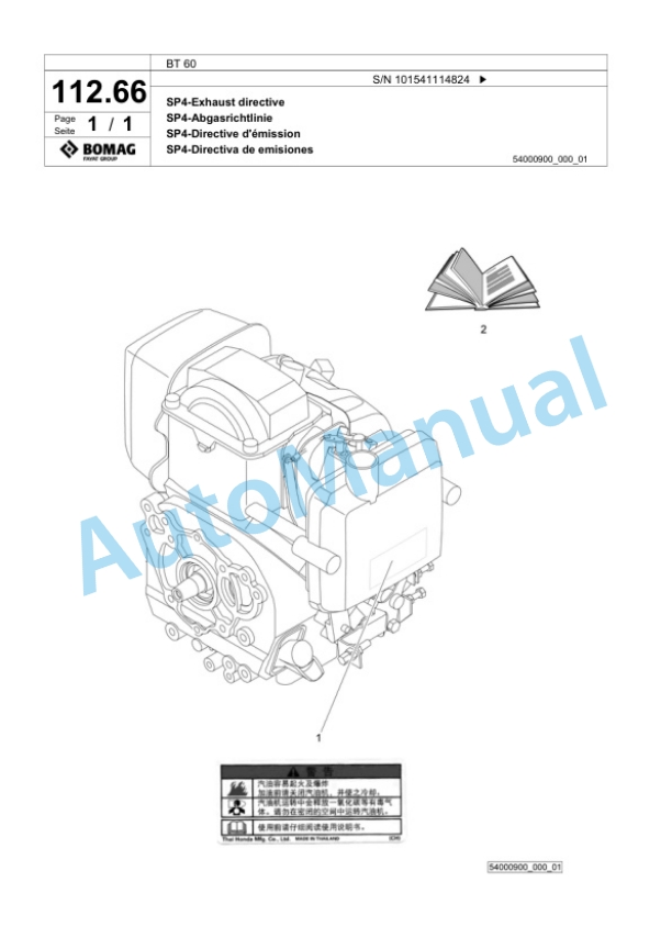 Bomag BT 60 Vibratory Tamper Spare Parts Catalogue 00824399-3