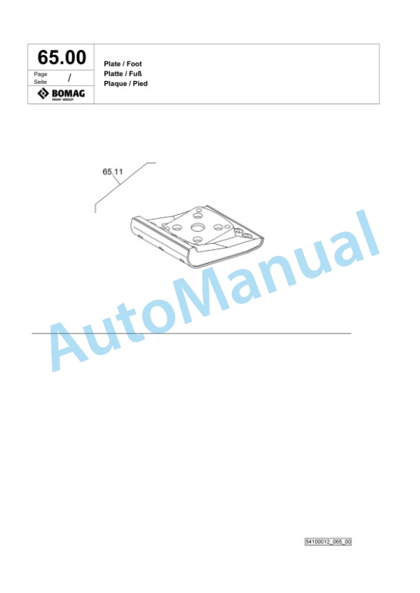 Bomag BT 60 Vibratory Tamper Spare Parts Catalogue 00825059-2