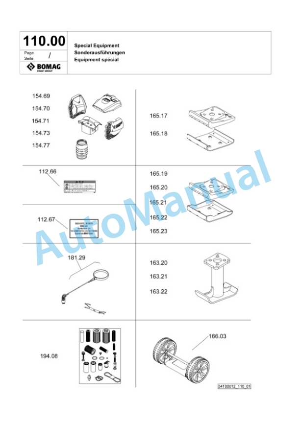 Bomag BT 60 Vibratory Tamper Spare Parts Catalogue 00825397-3