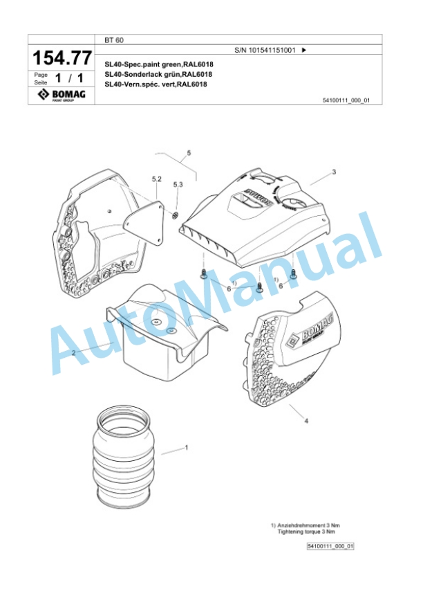 Bomag BT 60 Vibratory Tamper Spare Parts Catalogue 00825399-4