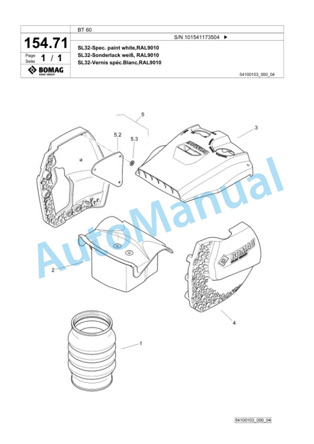 Bomag BT 60 Vibratory Tamper Spare Parts Catalogue 00825575-3