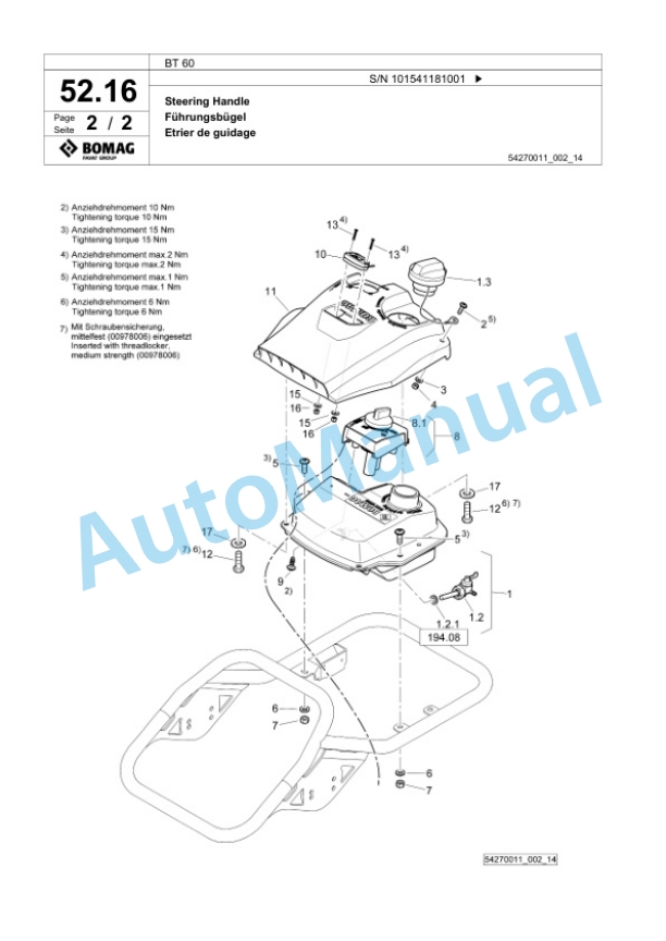 Bomag BT 60 Vibratory Tamper Spare Parts Catalogue 00826683-2