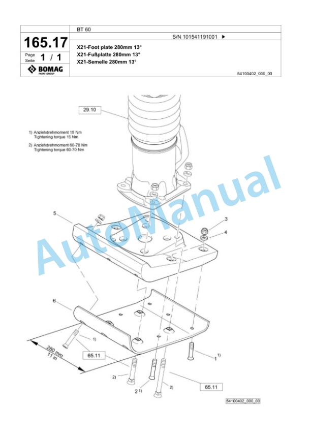 Bomag BT 60 Vibratory Tamper Spare Parts Catalogue 00826853-5