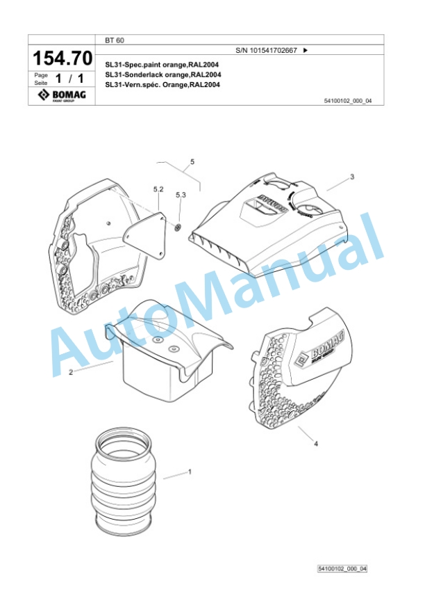 Bomag BT 60 Vibratory Tamper Spare Parts Catalogue 00826877-3