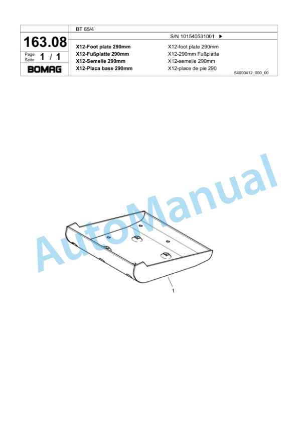 Bomag BT 65-4 Vibratory Tamper Spare Parts Catalogue 00818601-4