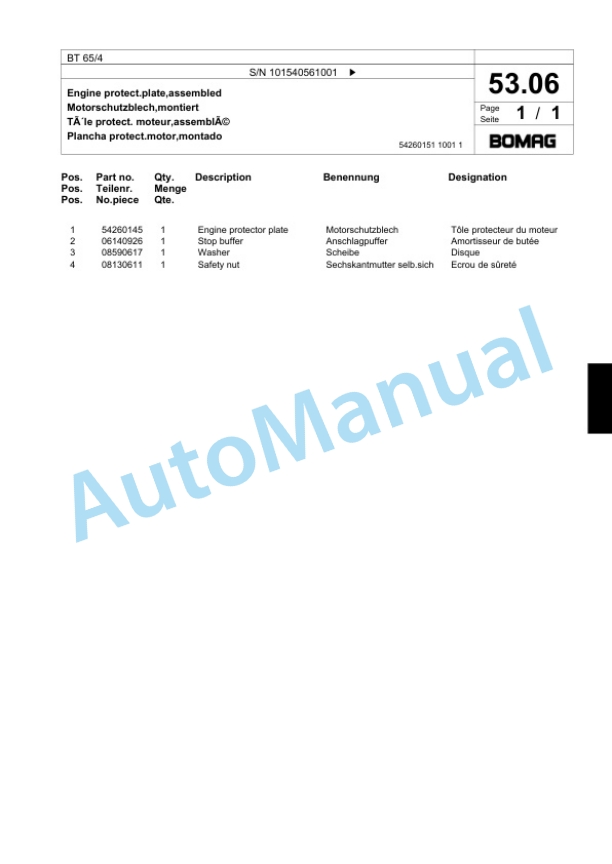 Bomag BT 65-4 Vibratory Tamper Spare Parts Catalogue 00818739-2