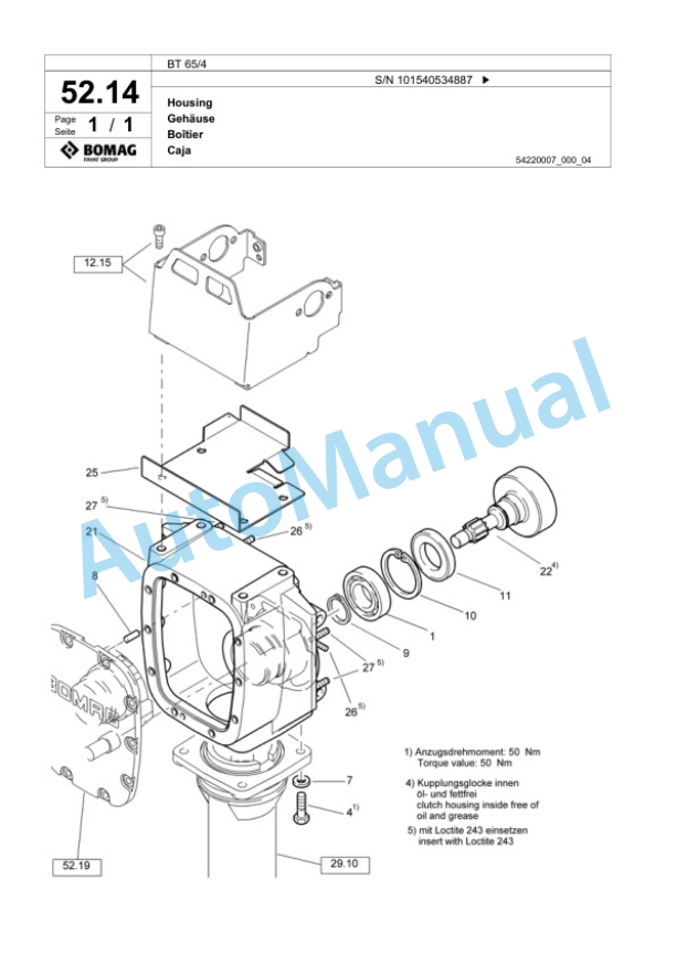 Bomag BT 65-4 Vibratory Tamper Spare Parts Catalogue 00818785-2