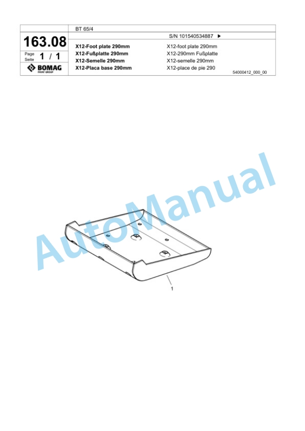 Bomag BT 65-4 Vibratory Tamper Spare Parts Catalogue 00818785-4