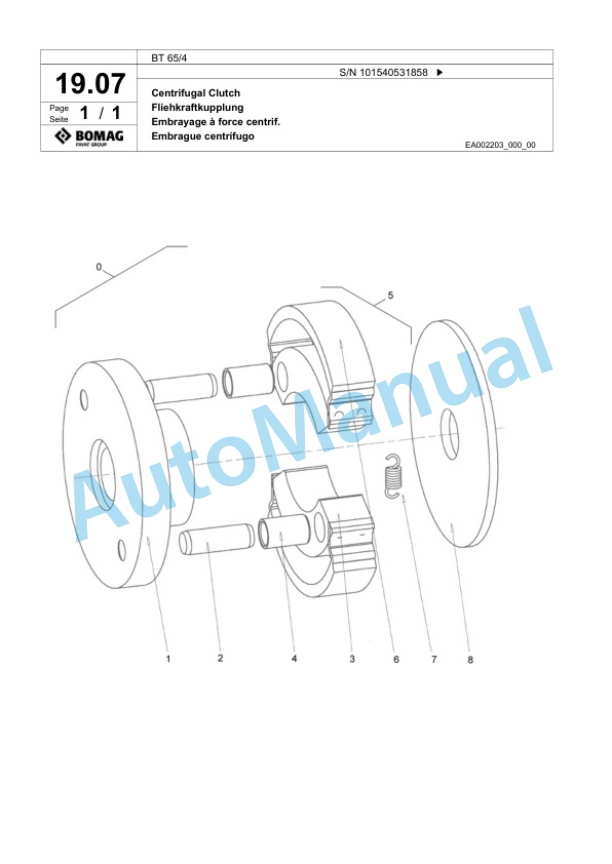 Bomag BT 65-4 Vibratory Tamper Spare Parts Catalogue 00818833-2