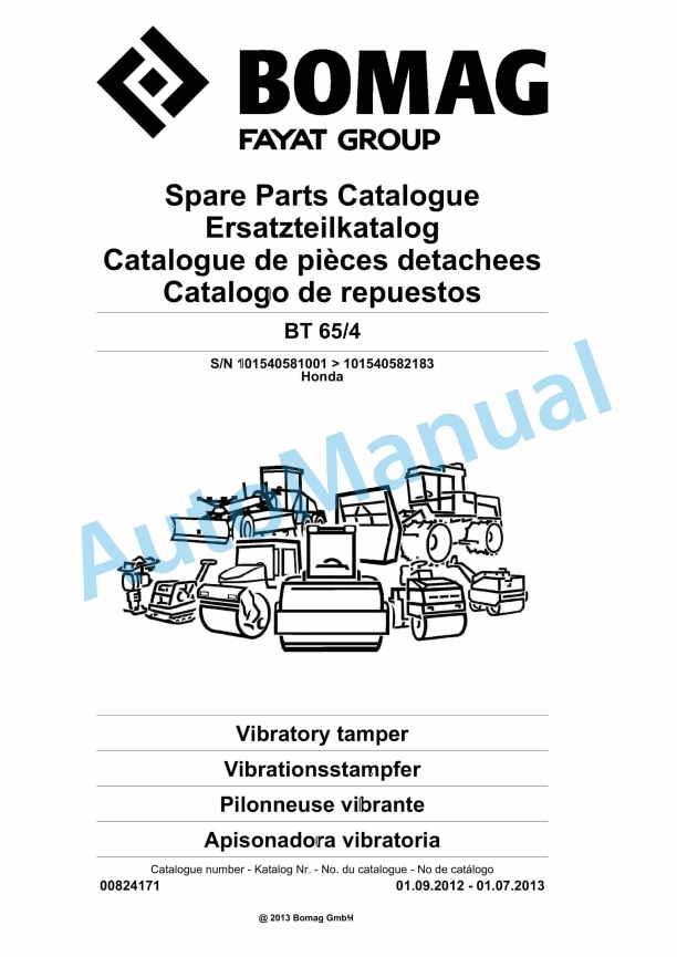 Bomag BT 65-4 Vibratory Tamper Spare Parts Catalogue 00824171