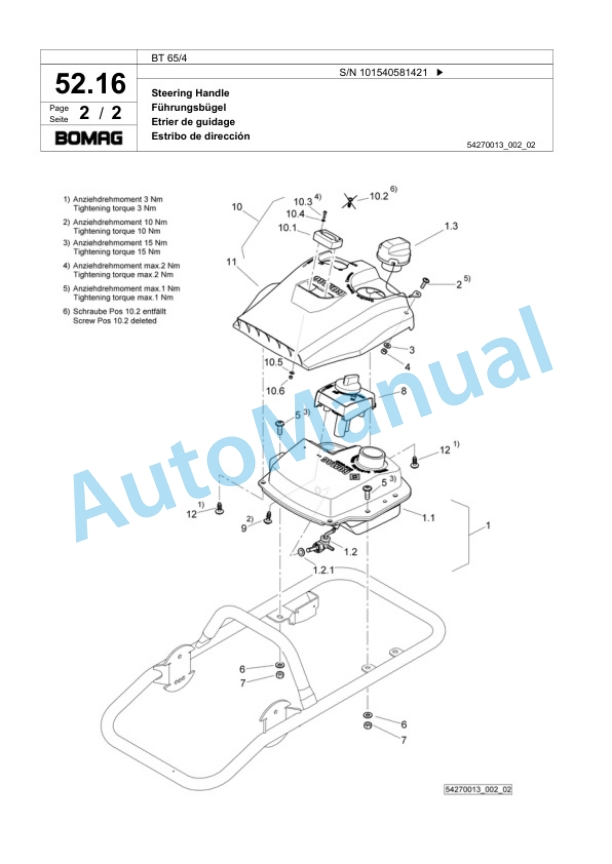 Bomag BT 65-4 Vibratory Tamper Spare Parts Catalogue 00824171-2