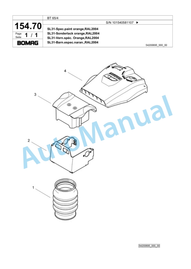 Bomag BT 65-4 Vibratory Tamper Spare Parts Catalogue 00824171-4