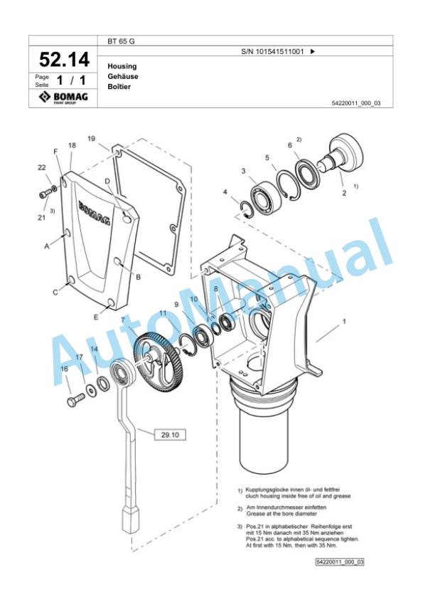 Bomag BT 65 G Vibratory Tamper Spare Parts Catalogue 00825115-2