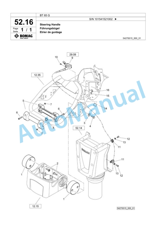 Bomag BT 65 G Vibratory Tamper Spare Parts Catalogue 00825409-2