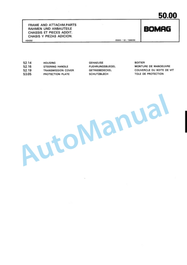 Bomag BT 65 Vibratory Tamper Spare Parts Catalogue 00813230-2