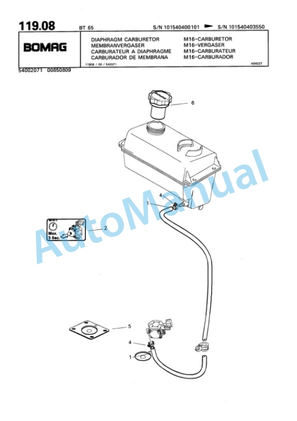 Bomag BT 65 Vibratory Tamper Spare Parts Catalogue 00813230-4